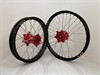 M2R MX Wheelset 21/19 CRF250 14-25 + 450CRF 13-25, Red/Blk/Silv/Silv